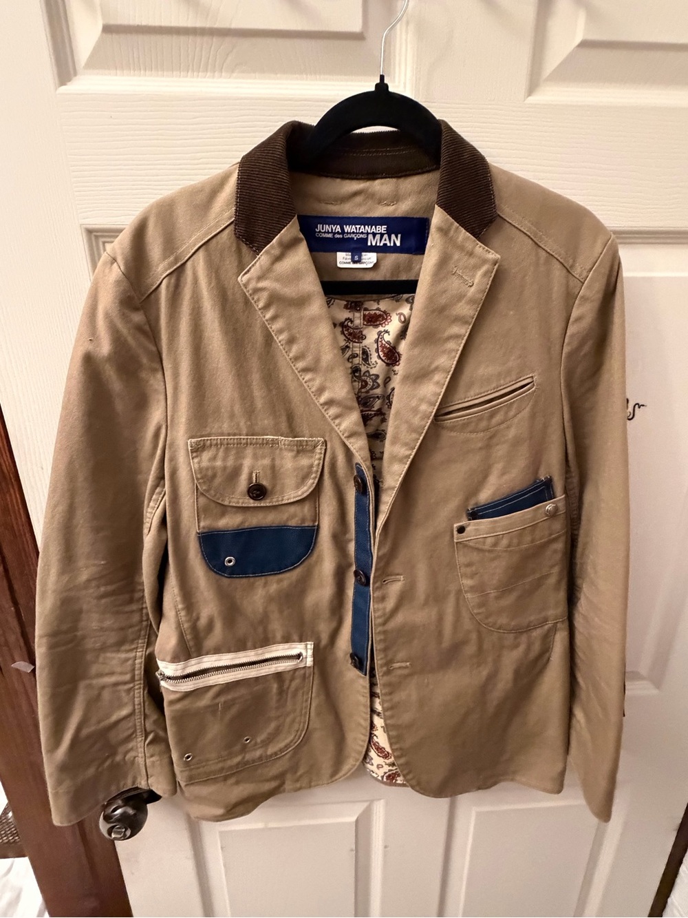 Junya Watanabe Man Tan Jacket with Blue Trim